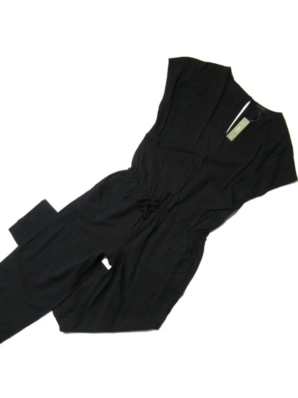 NWT J.Crew Relaxed Jumpsuit in Black Tencel Linen V-neck Jumper XXXS 3XS